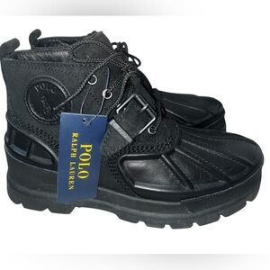 POLO Ralph Lauren Black Leather OSLO Low Duck Boots NEW